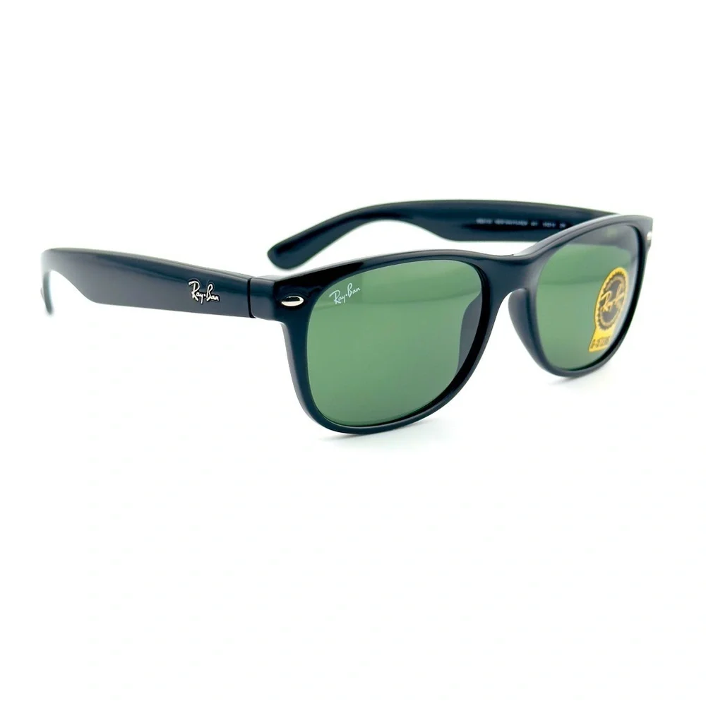 Ray-Ban Sunglasses New Wayfarer Classic RB2132 Polished black Frame Green Lenses - Picture 6 of 14